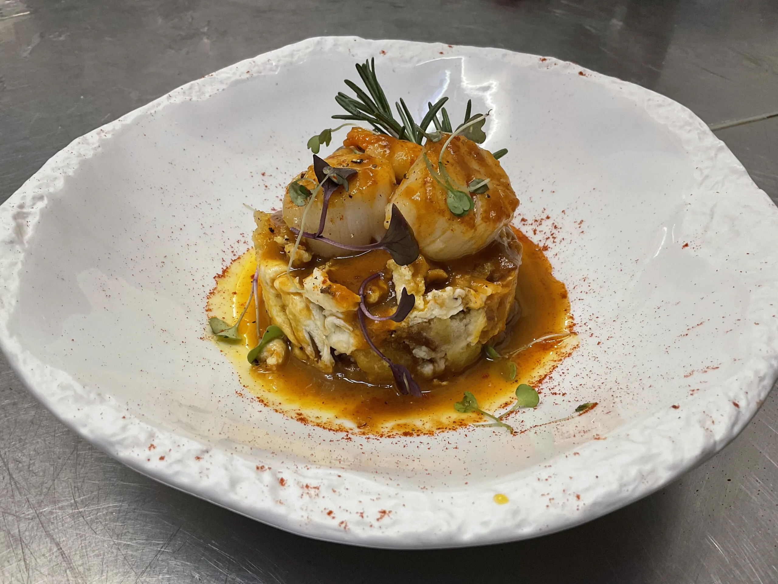 Vieiras y gambas